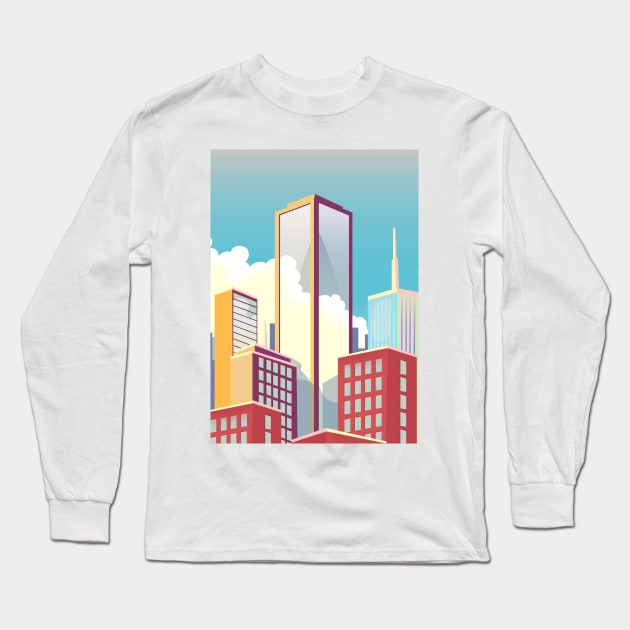 Cityscape skycrapers. Long Sleeve T-Shirt by nickemporium1